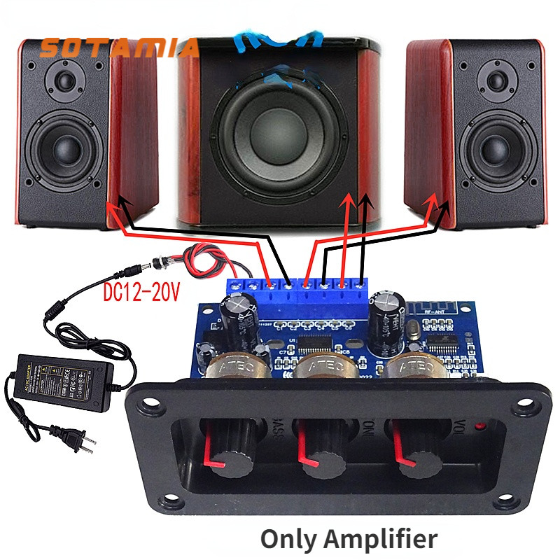 SOTAMIA Bluetooth 5.0 Subwoofer Amplificador Placa De Áudio 2x25W + 50W 2.1 De Potência Alto-Falante Som Com Painel