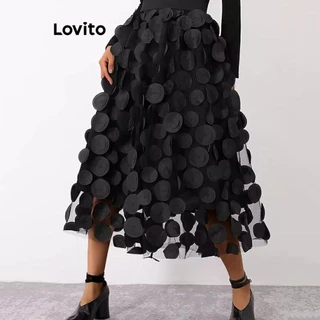 Lovito Saia elegante de tecido de textura lisa para mulheres LNL71125