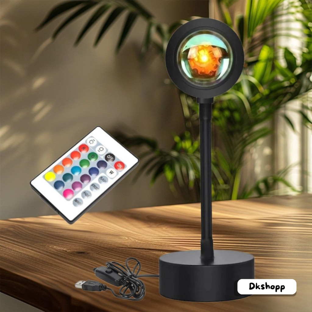 Luminária Por Do Sol Luz Noturna Projetor Led Sunset Cor da estrutura Preto