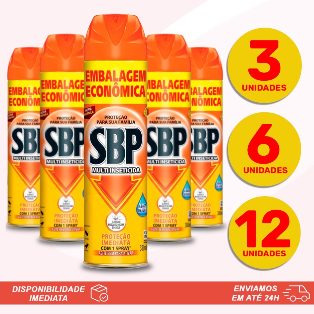 KIT PROMOCIONAL Inseticida SBP Proteção 12 Horas Elimina Mosquito Dengue Zika Chikungunya Baratas Moscas Formigas 380ml