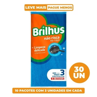 Kit Esponja Multiuso Não Risca Brilhus 30 unidades