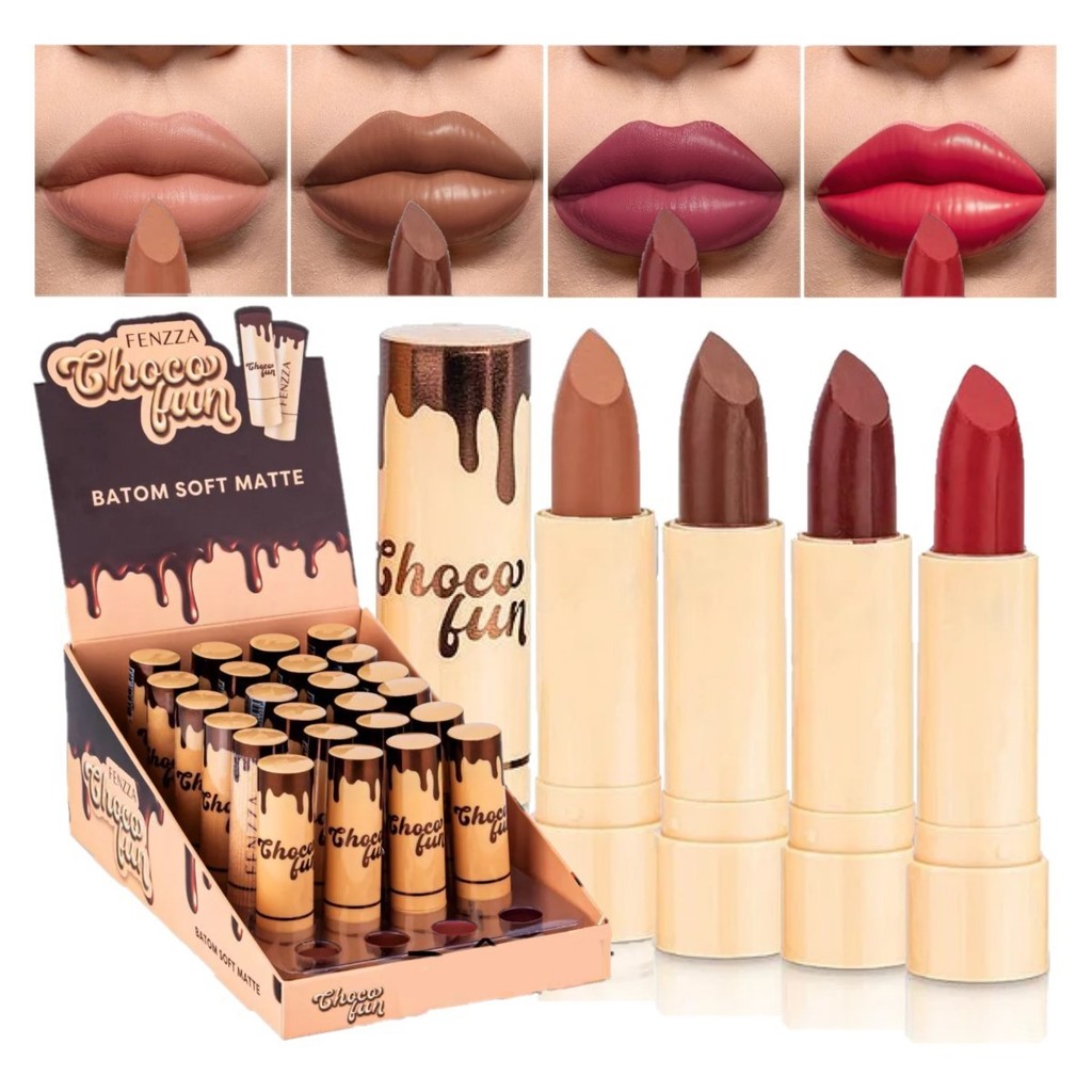 Fenzza - Batom Soft Matte Choco Fun FZ20098 - 24 Und | Shopee Brasil