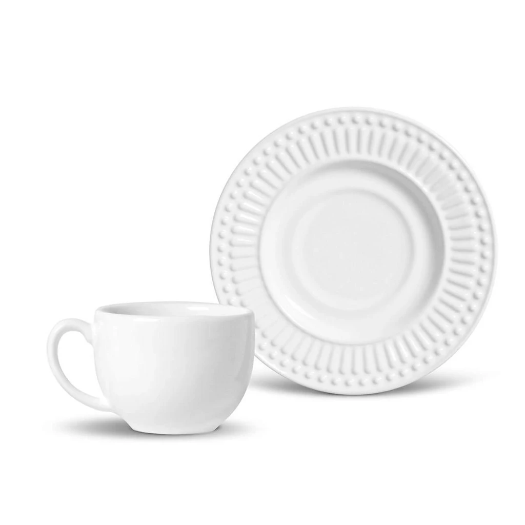 Porto Brasil Conjunto Com 6 Xícaras De Chá Com 6 Pires Roma Branco 161Ml