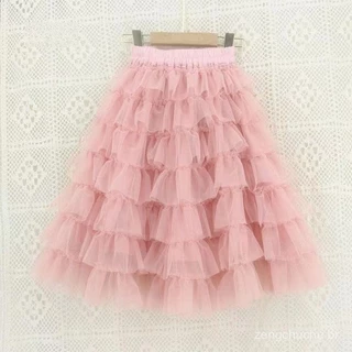 Roupas Infantis Meninas Saias Infantis Saias Infantis Saias Infantis Long Sweet Cake Saias Infantis Versão coreana Saias