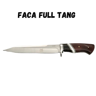Faca Churrasco Caça e Pesca Cabo Artesanal em Madeira e Metal FullTang - 1407