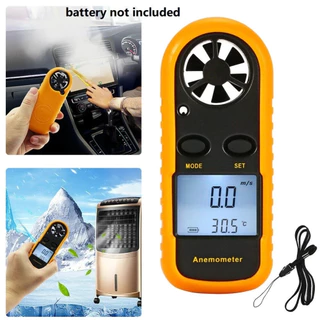 Anemômetro Digital 0-30m/s Com Visor LCD Retroiluminado - Medidor de Velocidade do Vento e Temperatura (-10°C a 45°C) em Oferta na Shopee