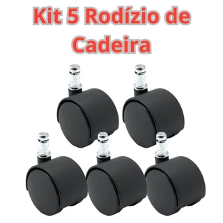 Kit 5 Rodinhas Rodízio Anti-risco E Anti-ruido Para Cadeiras Giratórios Giratórias Escritórios Baixo