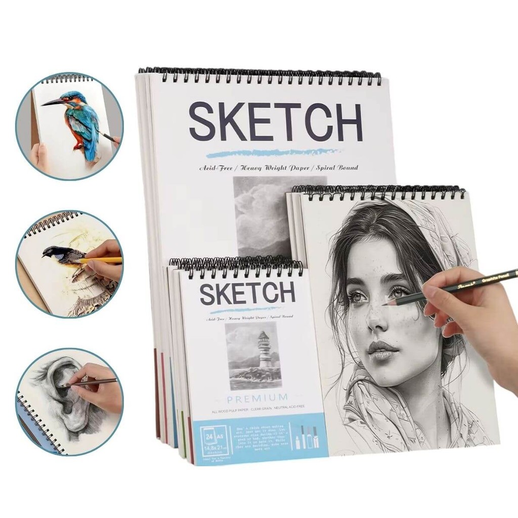 Caderno Sketchbook Desenho Artístico Profissional Esboço A4 160g 24 ...