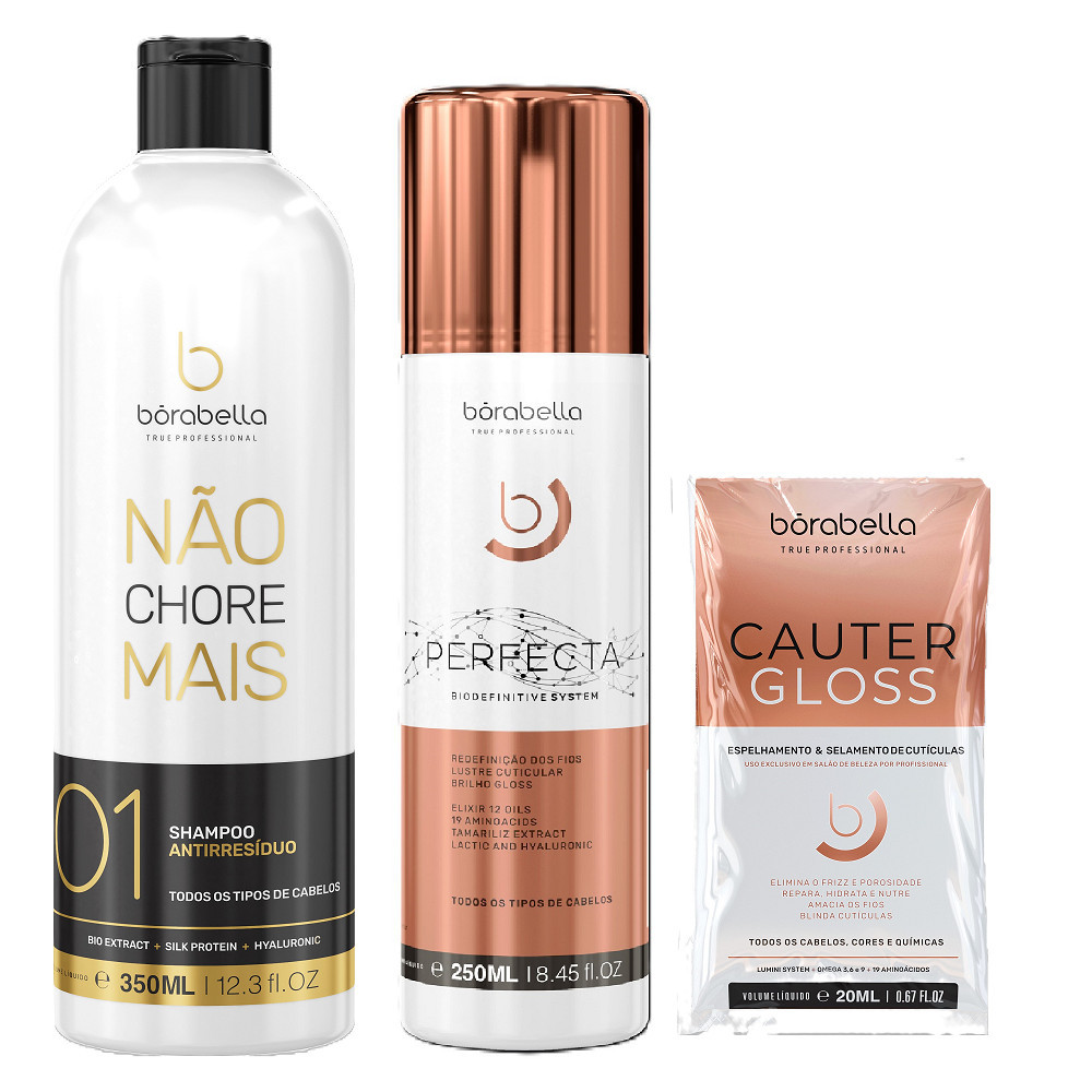 Kit Borabella Shampoo Antiresíduos + Progressiva Perfecta 250ml + Sache ...