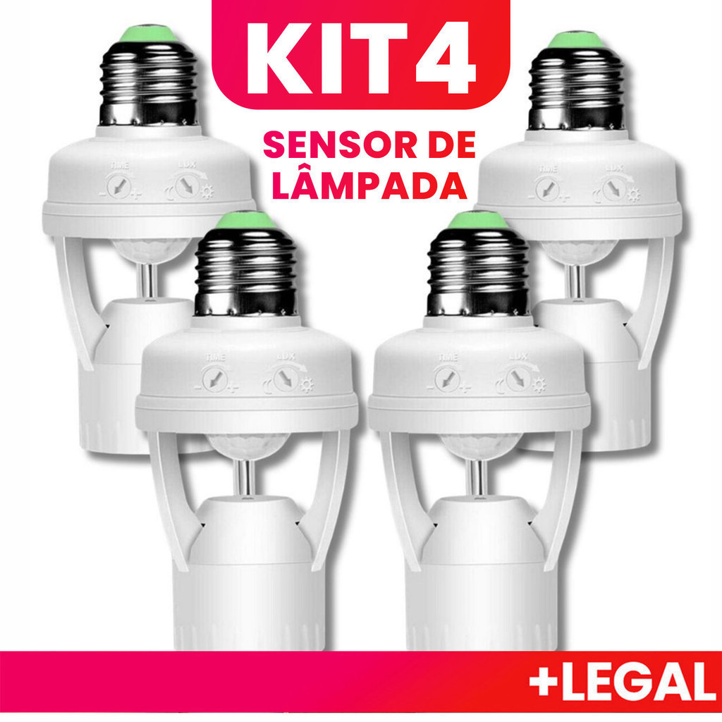 KIT Sensor De Presença Com Fotocélula Para Lâmpada Soquete