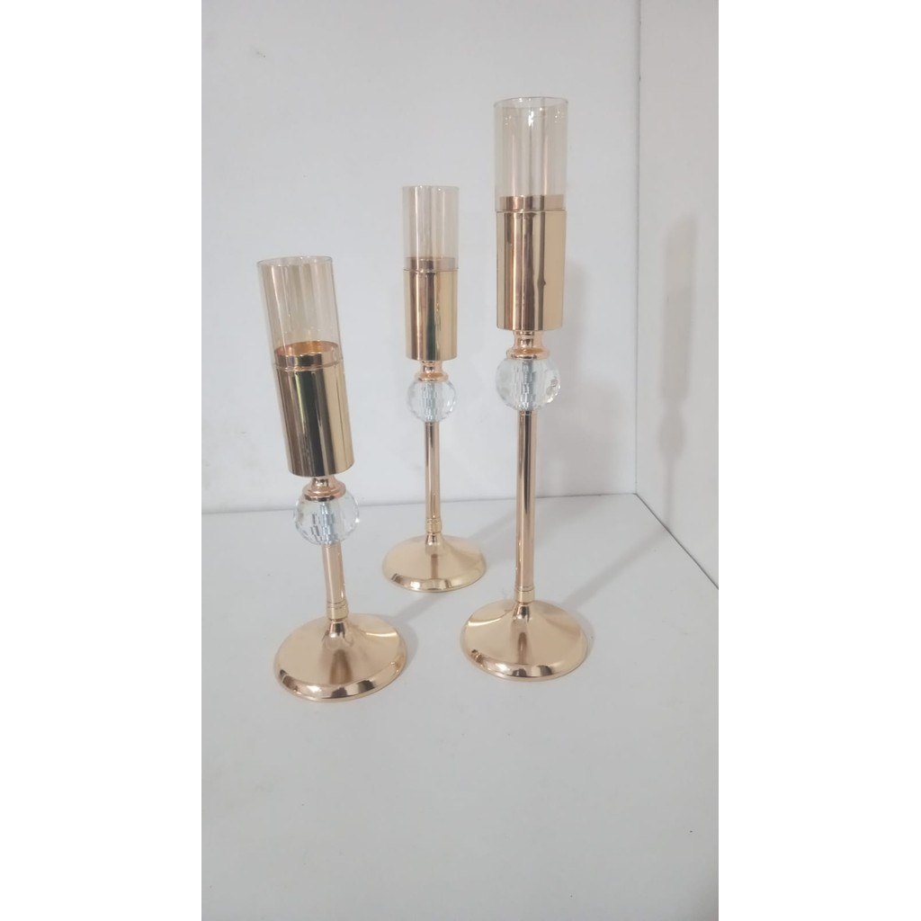 Castiçal dourado de vidro aluminio luxo | Shopee Brasil