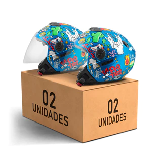 Kit Capacete Aberto Pro Tork New Atomic Universe Brilhante 2 Unidades