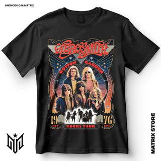 Camisa Banda Aerosmith Integrantes Boston Garden Blusa Camiseta de Rock 100% Algodão