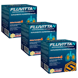Fluvittan Acetilcisteína Suplemento Alimentar Em Pó Shell Nutry 200mg Kit com 3 Unidades