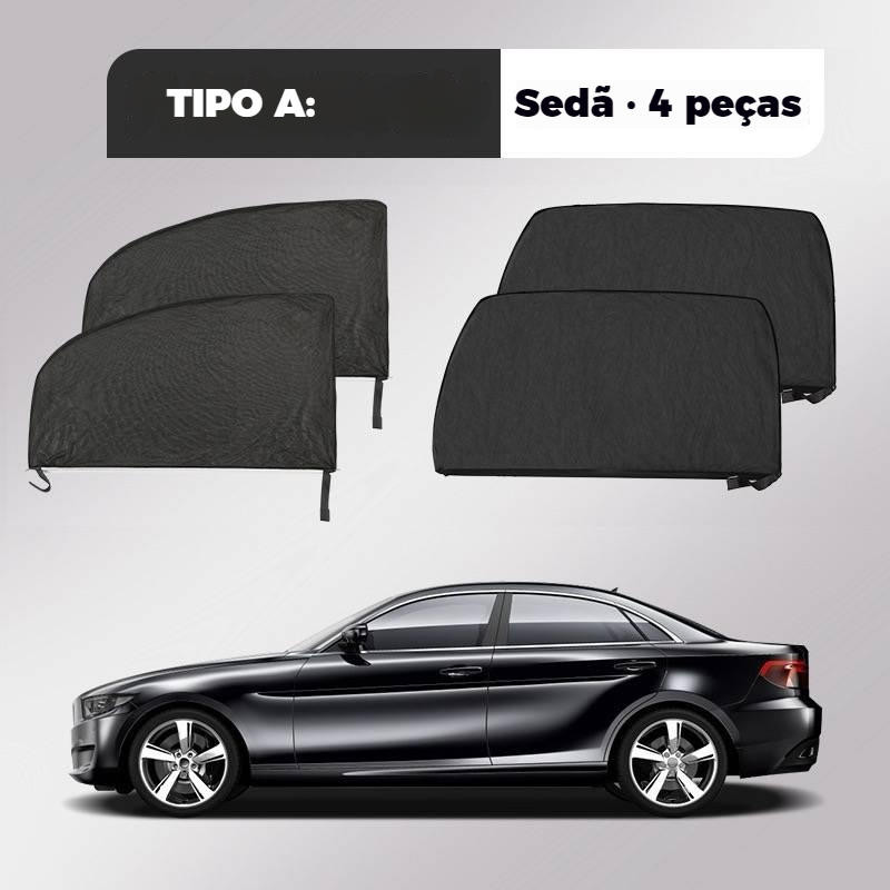 Kit 4 Capa Cortina p/Janela de Carro Proteção Solar Contra Mosquitos Protetora Crianças SUV Sedã
