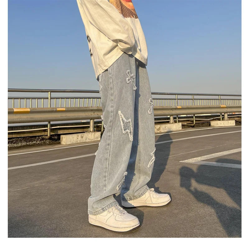 Hip Hop Streetwear Y2k Mens Jeans High Street Baggy Loose Straight