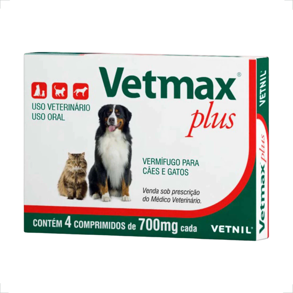 Imagem do produto Vetmax Plus 700mg Vermífugo Vetnil - 4 Comprimidos no catálogo Master Pet
