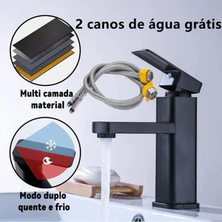 Torneira banheiro lavabo luxo inox Torneira quadrada preta quente e fria torneira de armário