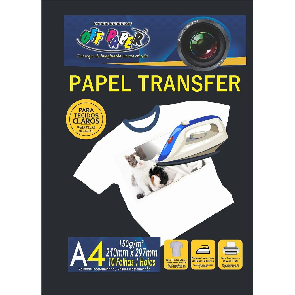 Papel Transfer para Tecidos Claros 150G A4 com 10 folhas