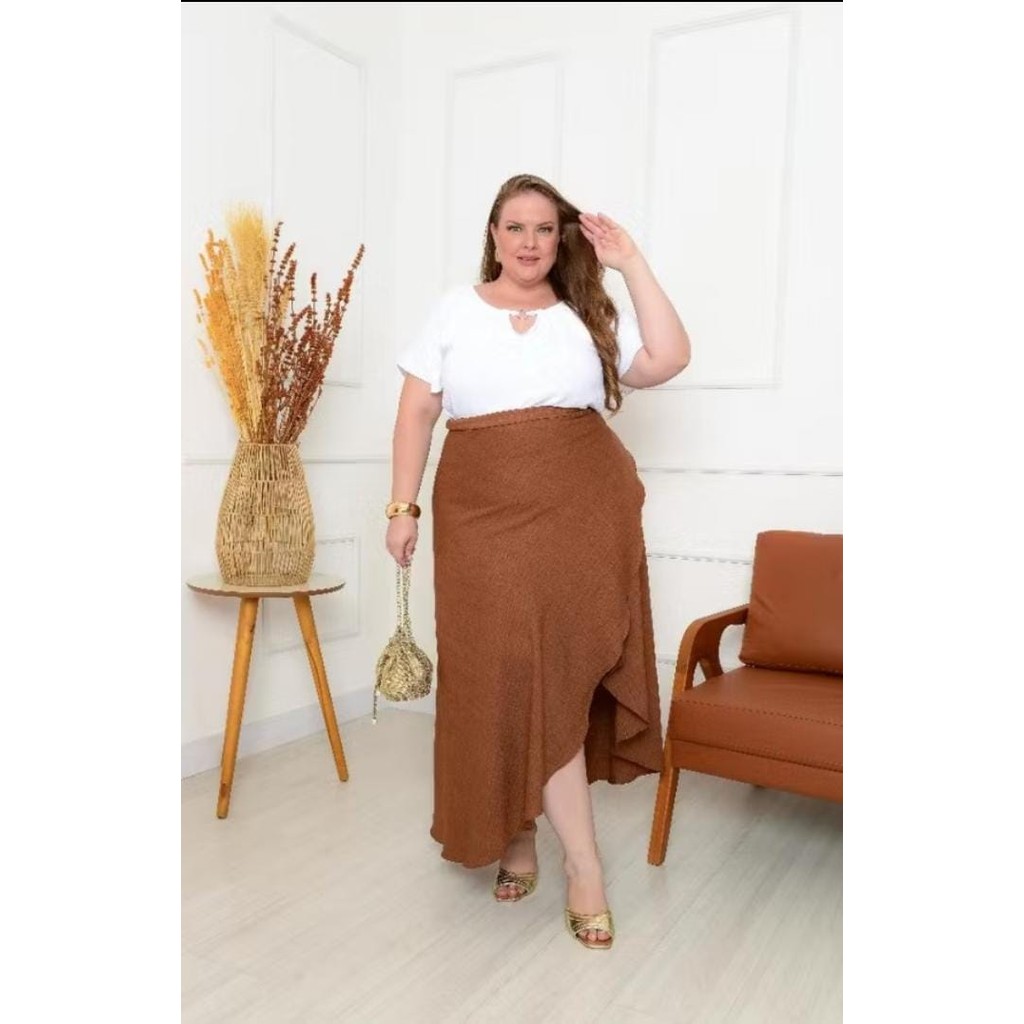 SAIA TRANSPASSADA ENVELOPE PLUS SIZE DE DUNA LINHO ANA CLARA | Shopee ...
