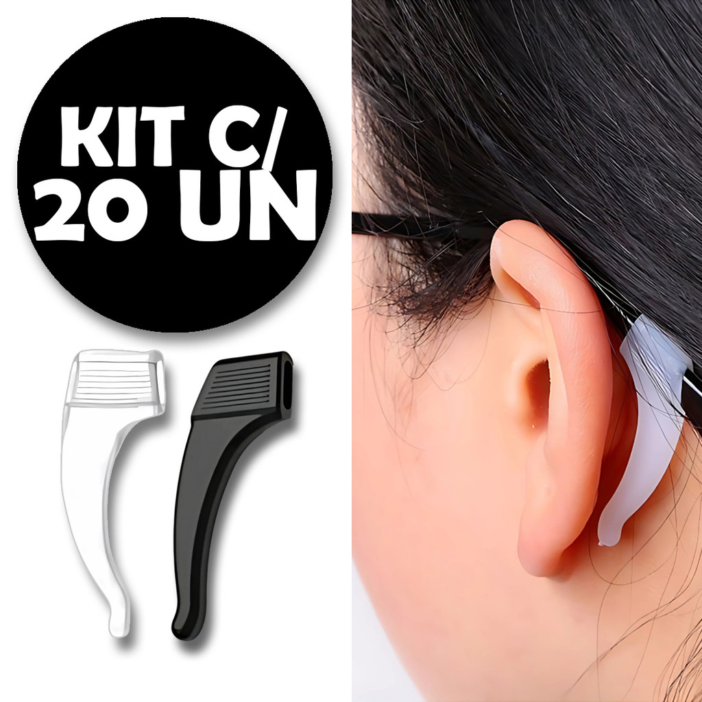 Trava De Óculos Silicone Preto e Transparente Suporte Para Óculos Não ...