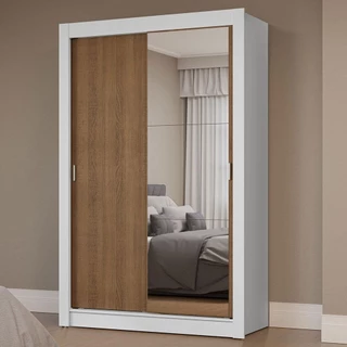 Guarda-Roupa Solteiro 2 Portas de Correr com Espelho Milano Madesa em Oferta na Shopee