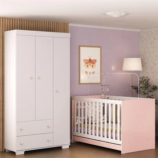 Quarto Infantil com Berço 3 em 1 e Guarda-Roupas Algodão Doce Multimóveis MP4247 em Oferta na Shopee