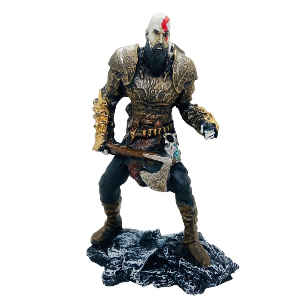 Boneco Colecionável Estátua Action Figure Kratos Mimir God of War Resina