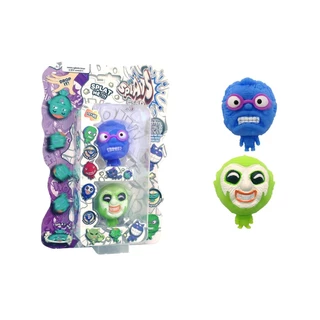 2 Bonecos Homem Azul e Palhaço Verde Claro -Splats Head Mini