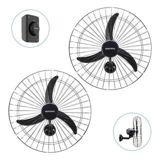 Kit 2 Ventiladores De Parede 60cm Com 3 Pás Potente P/ Igreja Academia Lojas Comércios Oficinas Ventisol