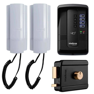 Porteiro Eletrônico Coletivo 4 Pontos Intelbras Collective 4i 2 Interfones TDMI 300 Fechadura FX 500 Intelbras