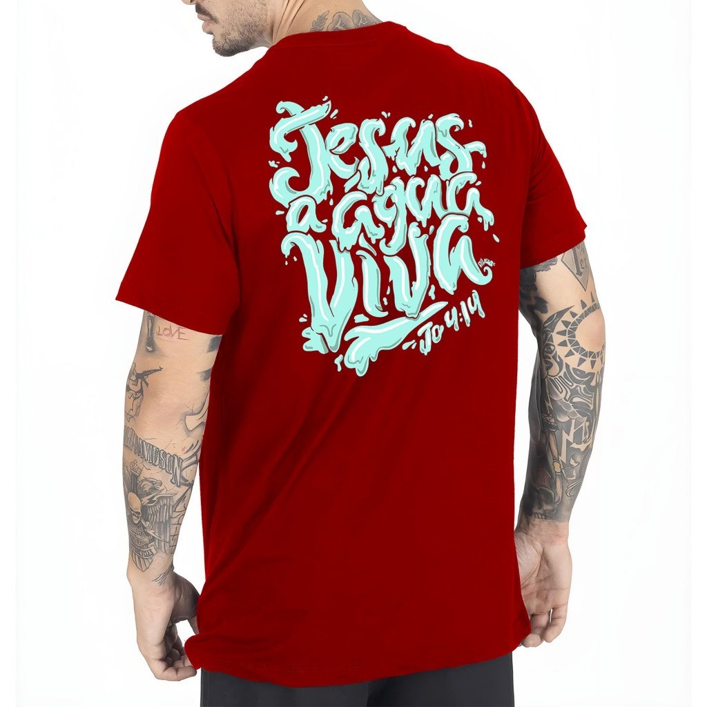 Camiseta Casual 100% Algodão Premium Cristã Jesus a Água Viva Lançamento 2024 Envio Imediato