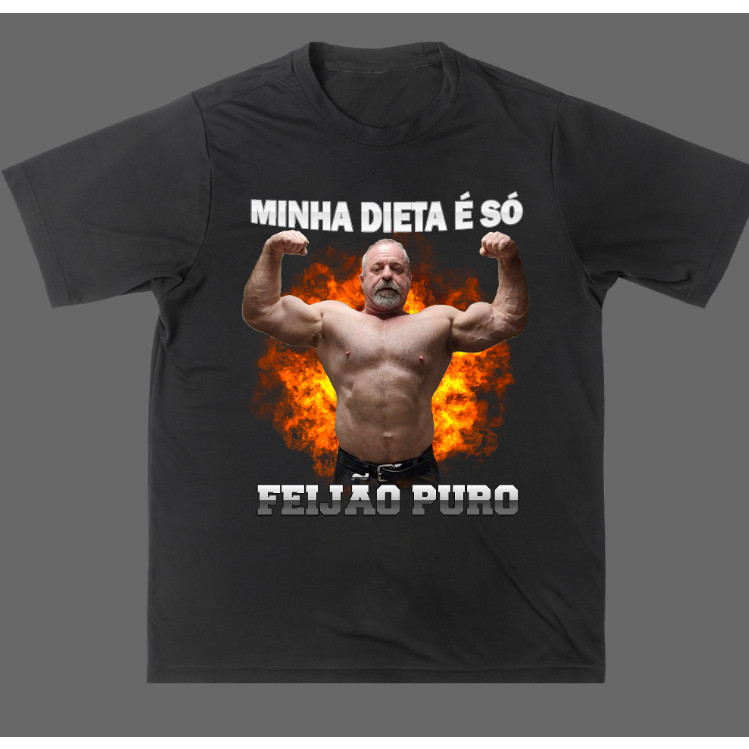 Camisa Camiseta Academia Minha Dieta é Só Feijão Puro Meme Estampada