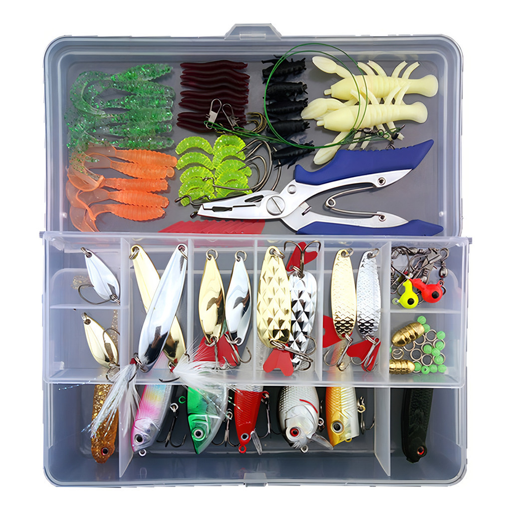 Kit 108 Unidades Iscas Artificiais Pesca Tilapia Peixes Cor Azul