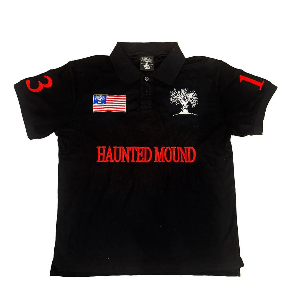 Camisa Polo Assombrada Mound América Retro Rua Hip Hop De Manga