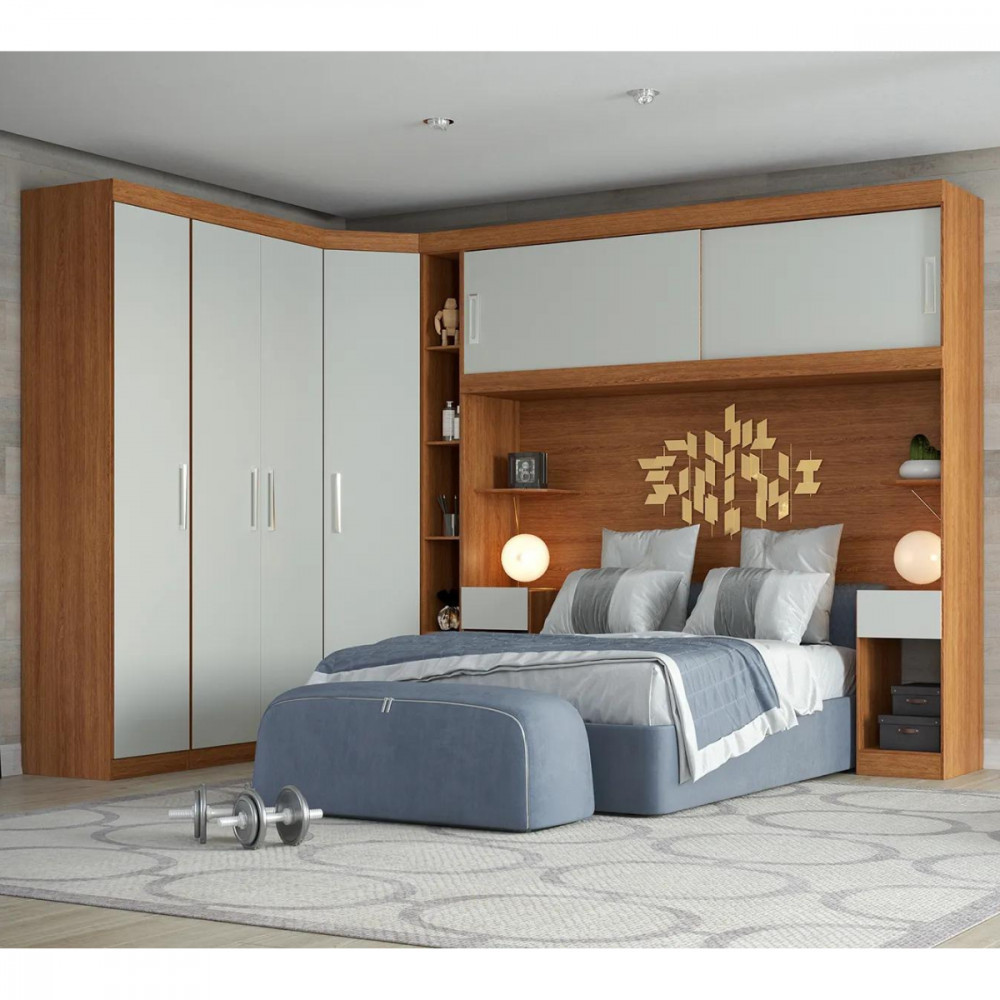 Guarda Roupa de Canto Modulado Casal Genova Freijo Off White Batrol