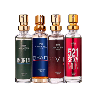 Kit Best Sellers Masculino 15ml: Imortal, Bratt, 521 Vip, 521 Sexy | Amakha Paris