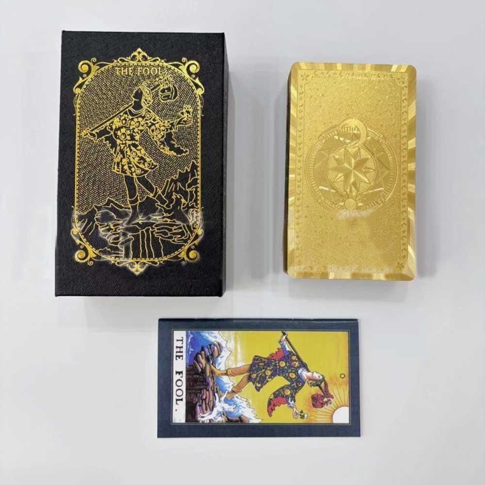 78 Gold Foil Tarot Cards with Guide Book, Rider Waite Tarot Deck for ...