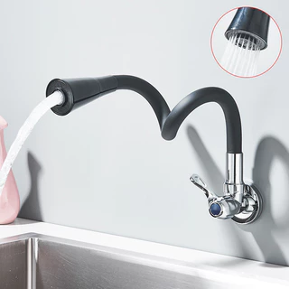 Torneira Gourmet Flexível Cozinha Parede Torneira Gourmet de Parede aço Bancada Monocomando Com Spray Flexível