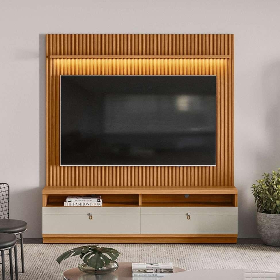 Rack com Painel para TV até 75 Polegadas Ouro Preto 2 GV Nature e Off ...