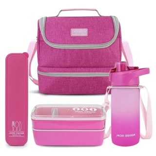 Kit Bolsa Térmica, Pote Marmita 750ml, Garrafa 550ml e Porta Talheres VIBE - Pink