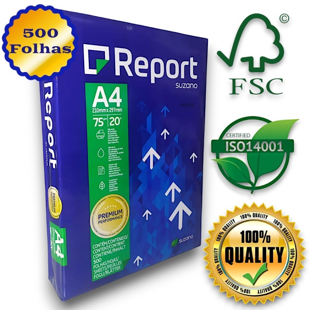 Folha de Sulfite A4 500 Folhas Qualidade Premium Escritório Escola ...