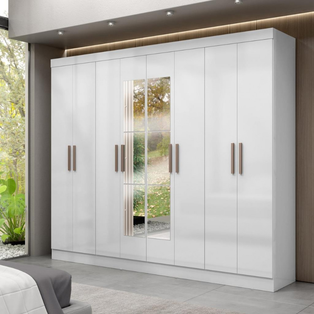 Guarda Roupa Casal com Espelho 8 Portas em MDF Genebra Maxel