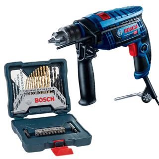 Furadeira de Impacto GSB 13 RE Bosch 650W + Jogo Brocas e Bits 110V