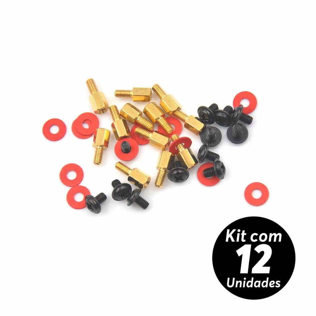 Kit 12x Parafuso Placa Mãe + Espaçador Stand Off + Isolante