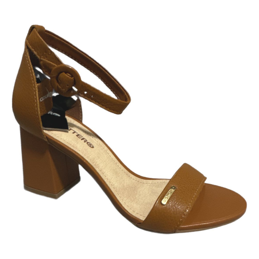 Sandália Feminina Couro Bottero Salto Bloco Clássica Shopee Brasil