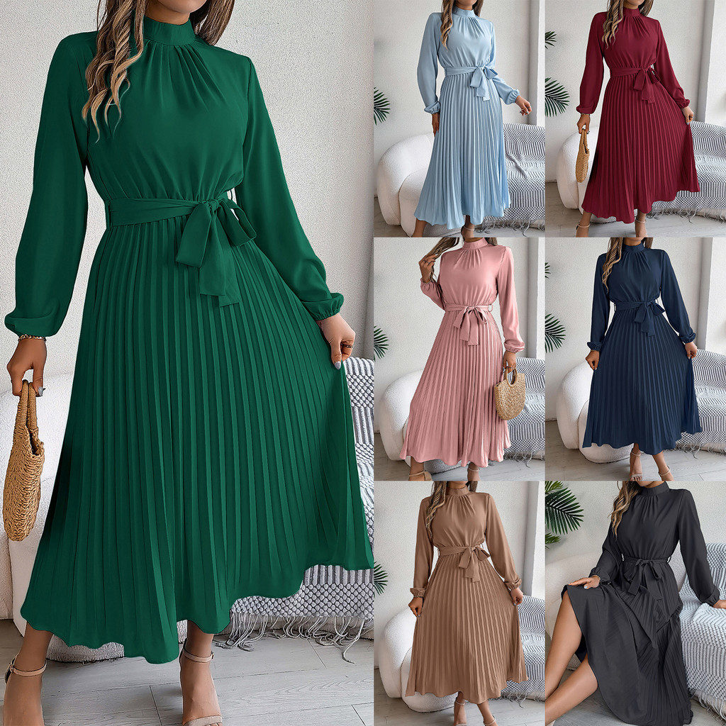 2025 Vestido Longo Elegante de Outono Inverno Europeu e Americano com ...
