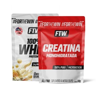 Kit 100% Whey Sorvete de Baunilha refil 1kg e Creatina refil 1kg Ftw