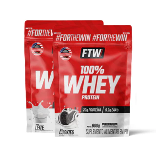 Kit 100% Whey 900gr Refil Cookies e Leite FTW