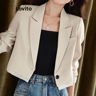 Lovito Casual Blazer Feminino Liso com Botão Frontal LNE27219 (Damasco) em Promoção na Shopee Lovito Casual Blazer Feminino Liso com Botão Frontal LNE27219 (Damasco)